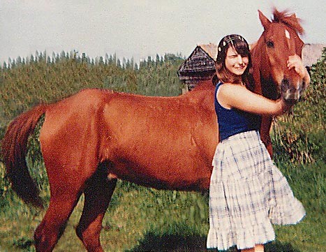 The author as a child with her standard chestnut Anglo-Arab 